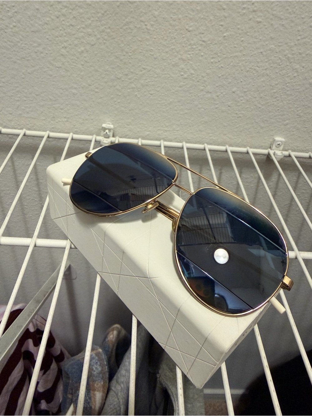 Dior Men's Gold Frame Sunglasses with Blue Lenses